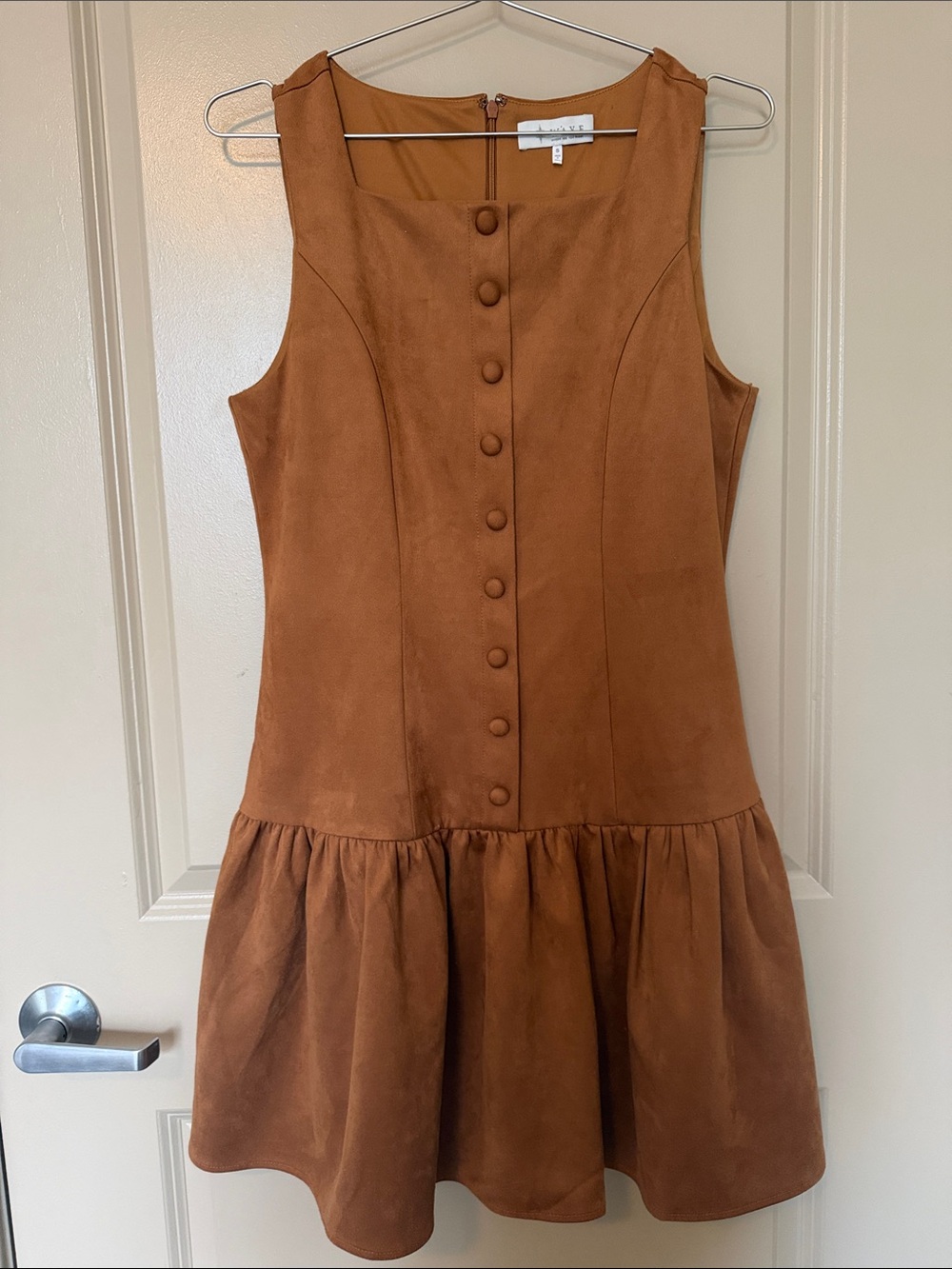 Wayf Brown Button-Front Mini Dress
